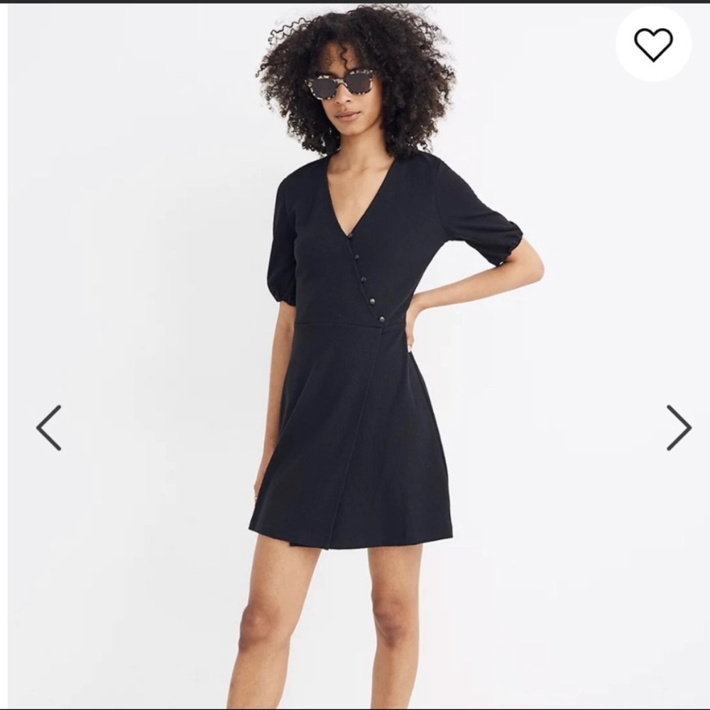 MADEWELL CROSS OVER BLACK BUTTONS DRESS